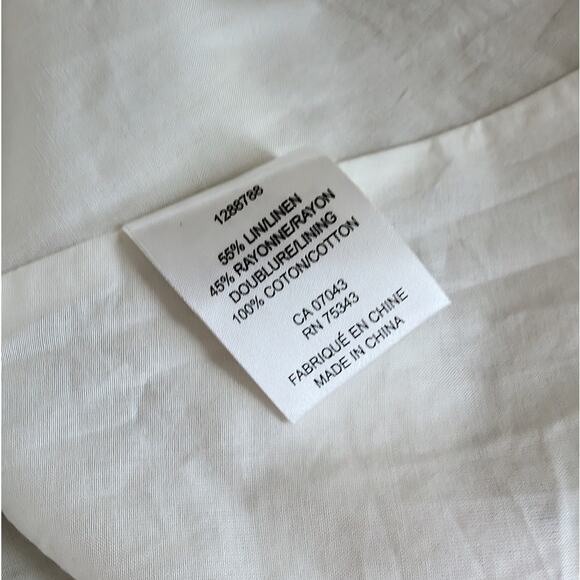 NWT Caroline Constas White Floral Print Long Sleeve Midi Maxi Linen Dress, sz M - Picture 7 of 8